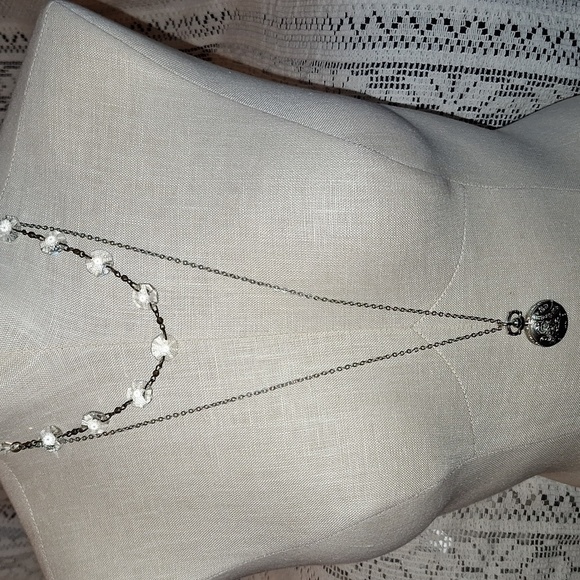 AEO LONG POCKET WATCH NECKLACE AND SHORT CRYSTAL CHOKER - Picture 1 of 11
